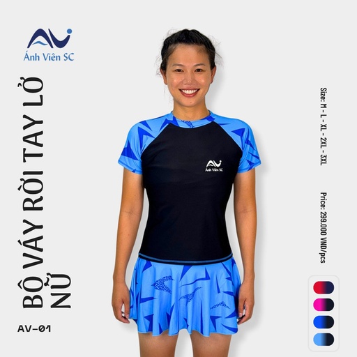 [SP000523] Bộ VÁY Bơi Ánh Viên Tay Ngắn AV01
